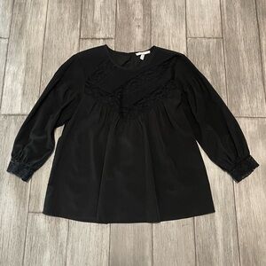 Joie Elegant Black Blouse with Lace Trim